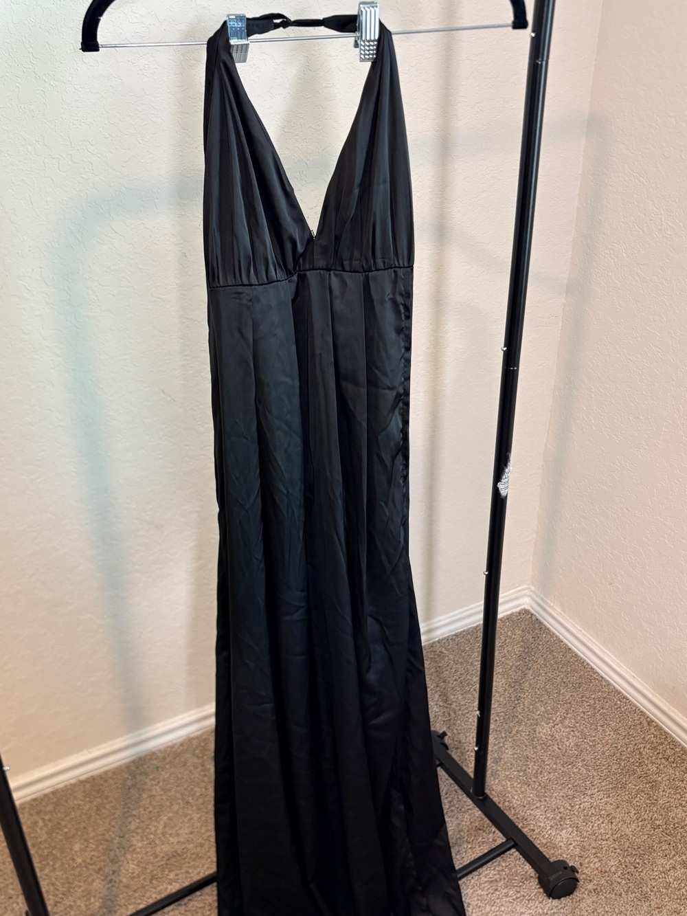 White Fox Boutique Black Backless V-Neck Evening Gown